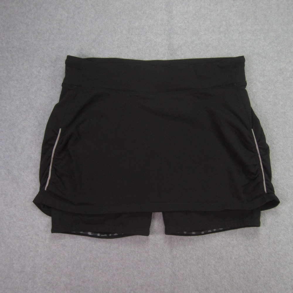 Athleta Womens Skort Large Black Athletic Lined Running‎ Tennis Skirt L Pockets